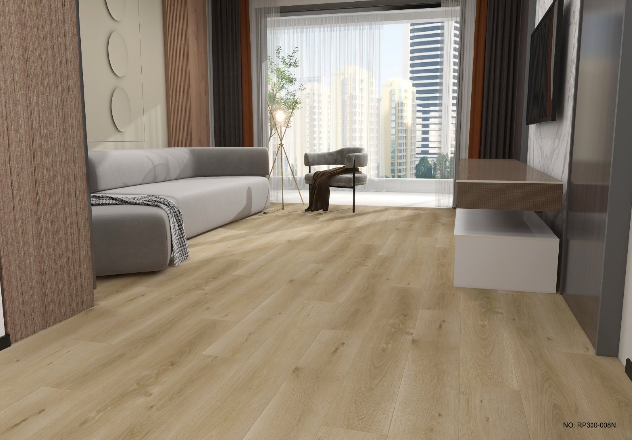 Rigido Plus-vinylvloer met houtlook in een woonkamer