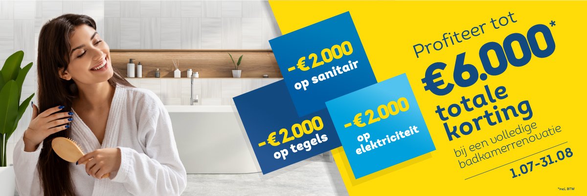 3 keer €2.000 korting op je badkamerrenovatie!