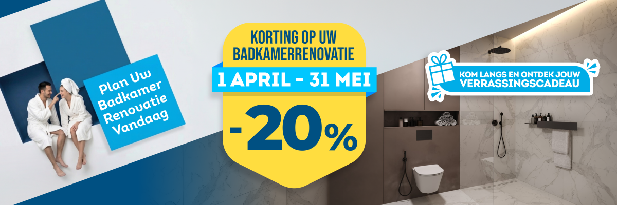 Profiteer nu van -20% op uw badkamerrenovatie!