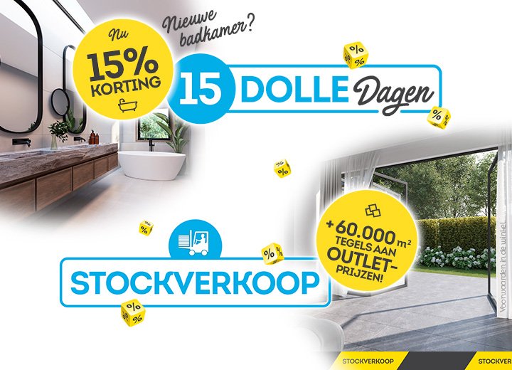 Kom langs tijdens onze Stockverkoop of profiteer van 15 Dolle Badkamerdagen!