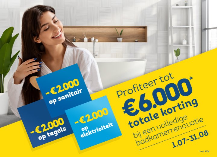 3 keer €2.000 korting op je badkamerrenovatie!