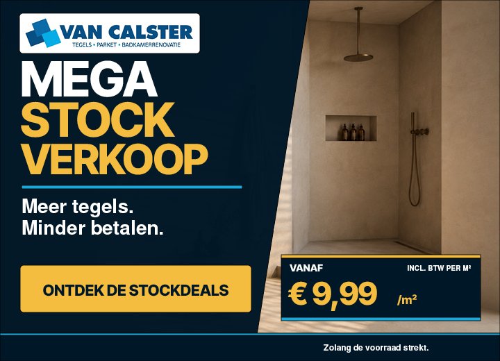 Mega Stock Verkoop: 18 geselecteerde stocktegels vanaf € 9,99/m²